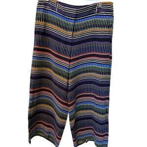 Loft Striped Pants Women's 4 Cropped Wide Leg Boho Flowy Office Siren Indie Fun